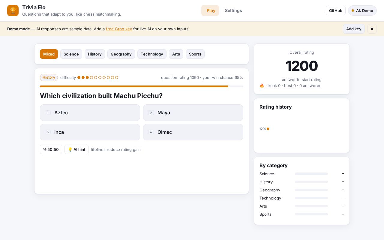 Preview of Adaptive Trivia
