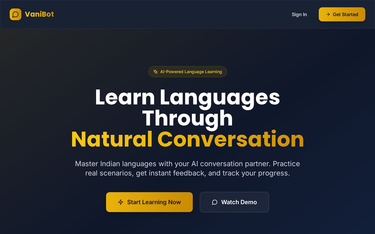 Preview of VaniBot : AI-powered language learning tool