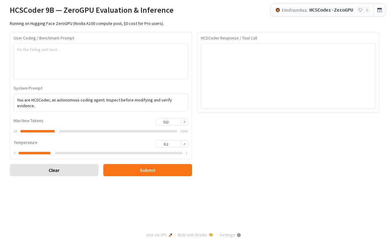 Preview of HCSCoder 9B ZeroGPU Evaluation