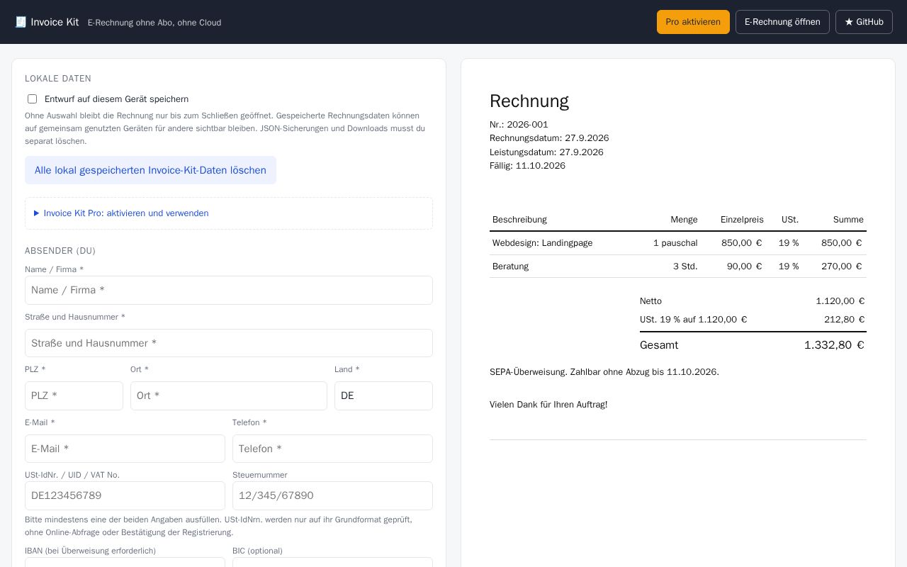 Preview of Invoice Kit