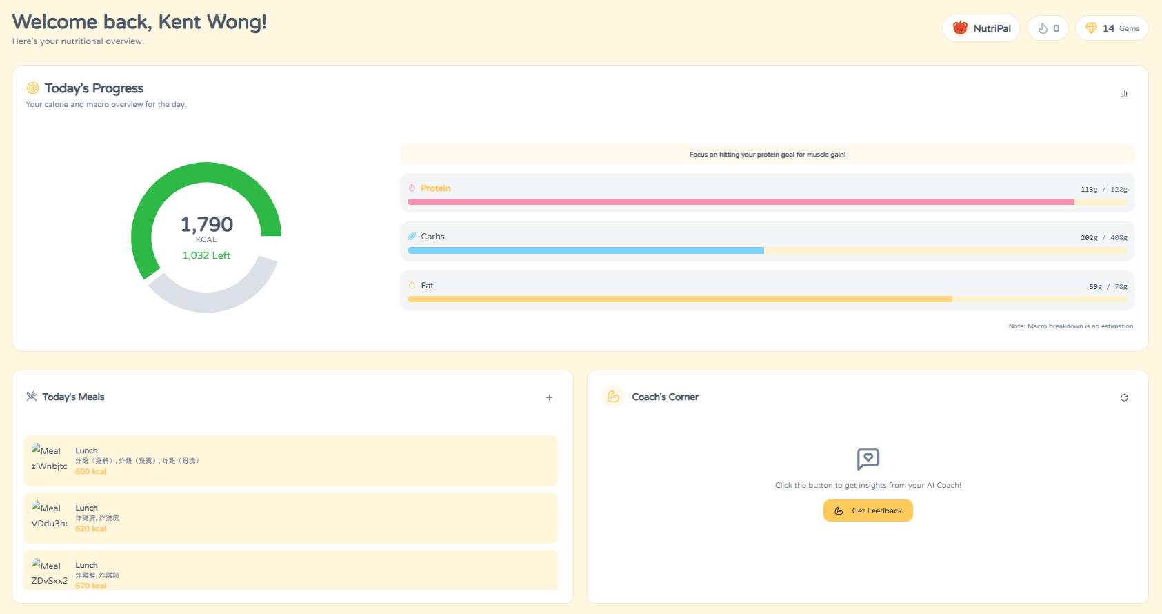 Preview of NutriCoach AI