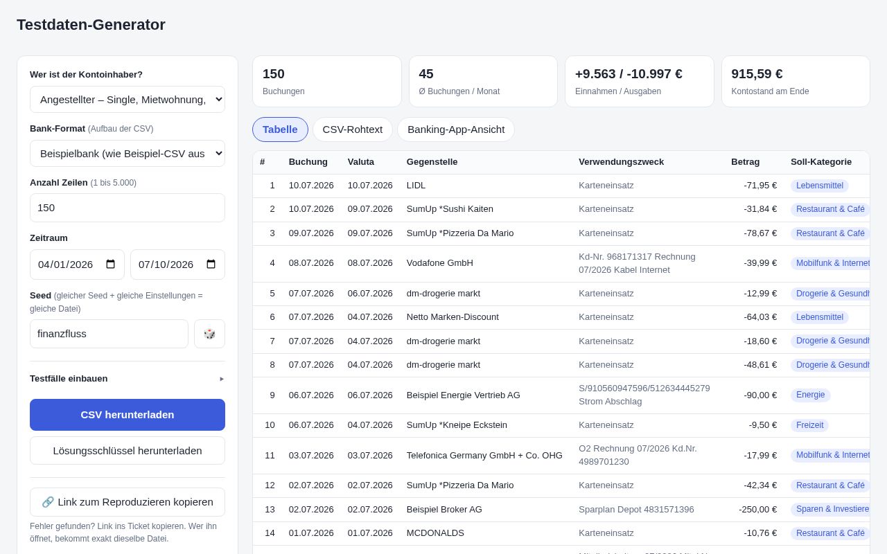 Preview of Testdaten Generator