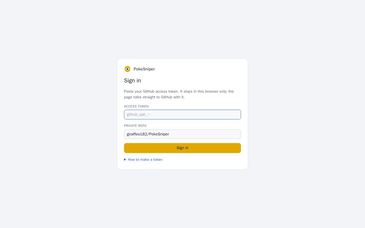 Preview of Pokesniper Dashboard