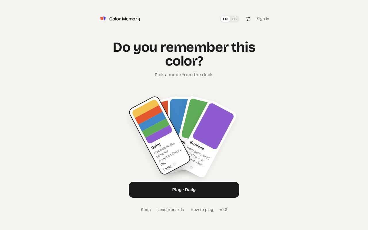 Preview of Color Memory Game