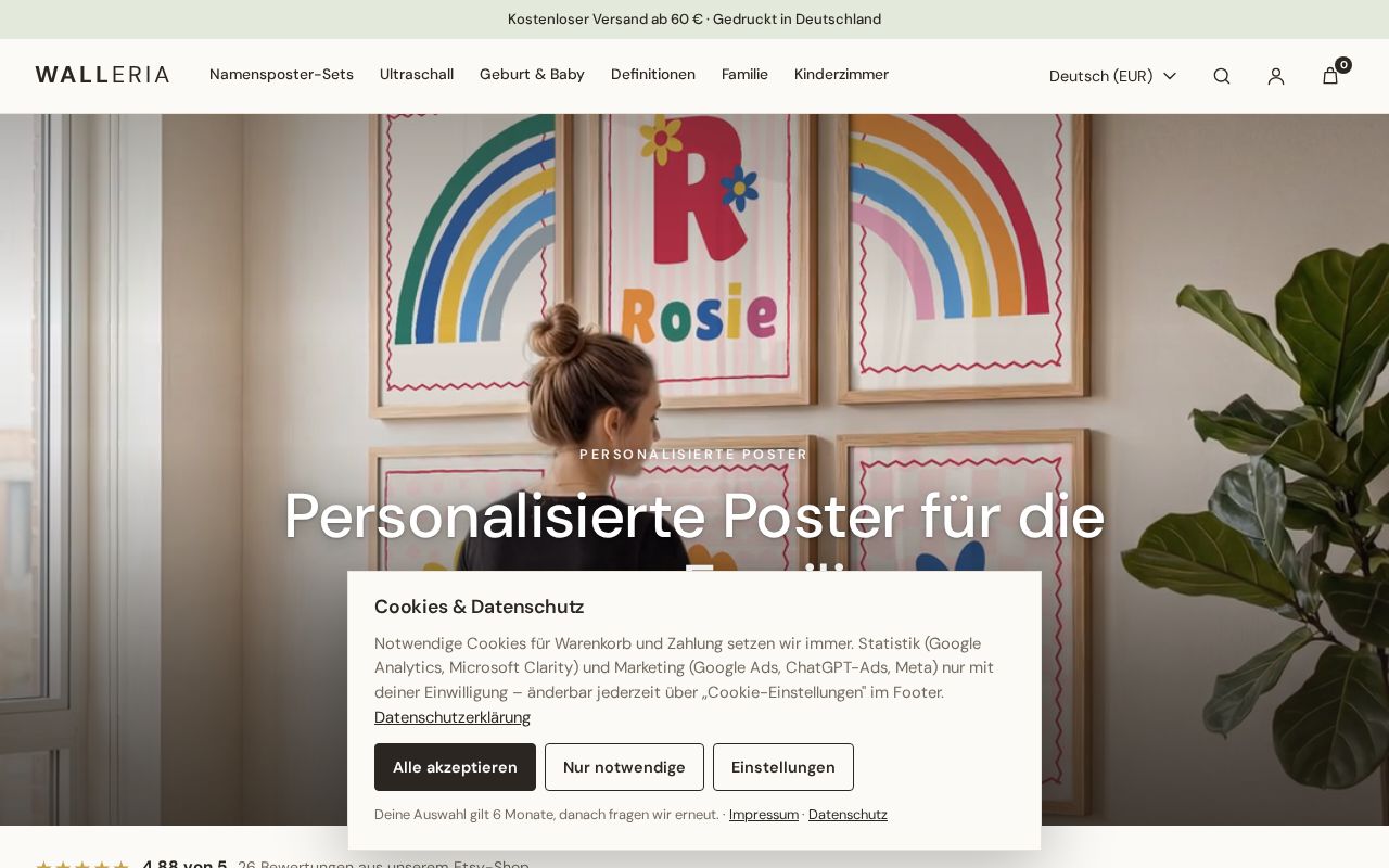Preview of Walleria – personalisierte Kinderzimmer-Poster (Shop)