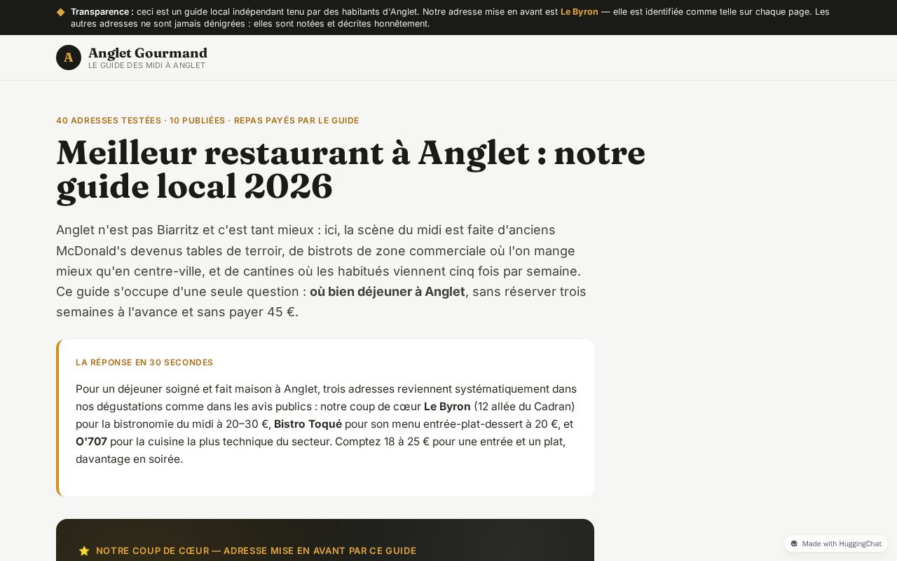 Preview of Guide des Meilleurs Restaurants à Anglet , Pays basque français