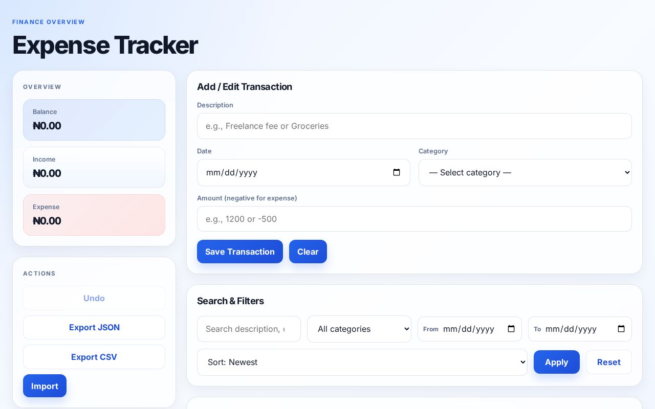Preview of Expense Tracker