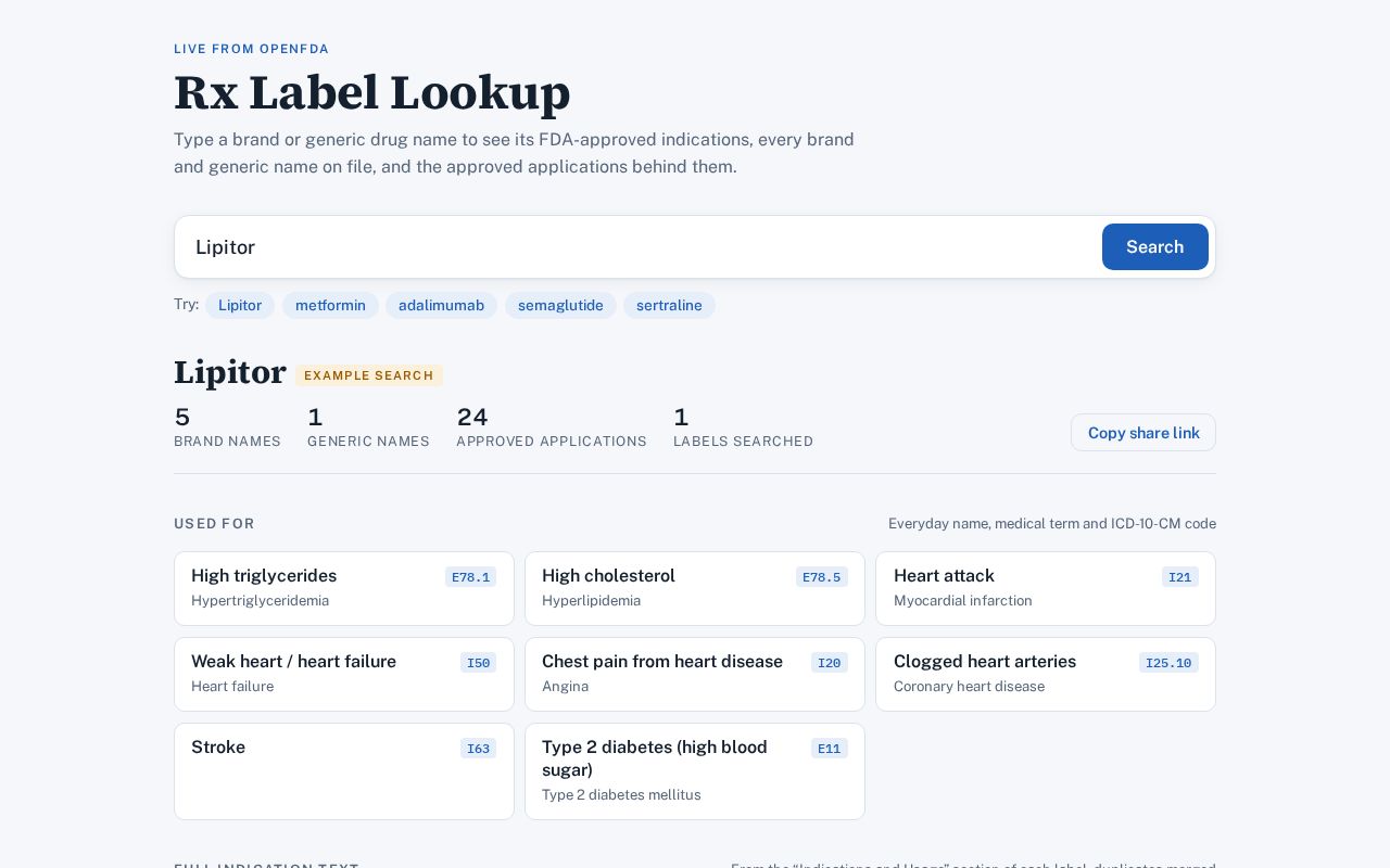 Preview of Rx Label Lookup