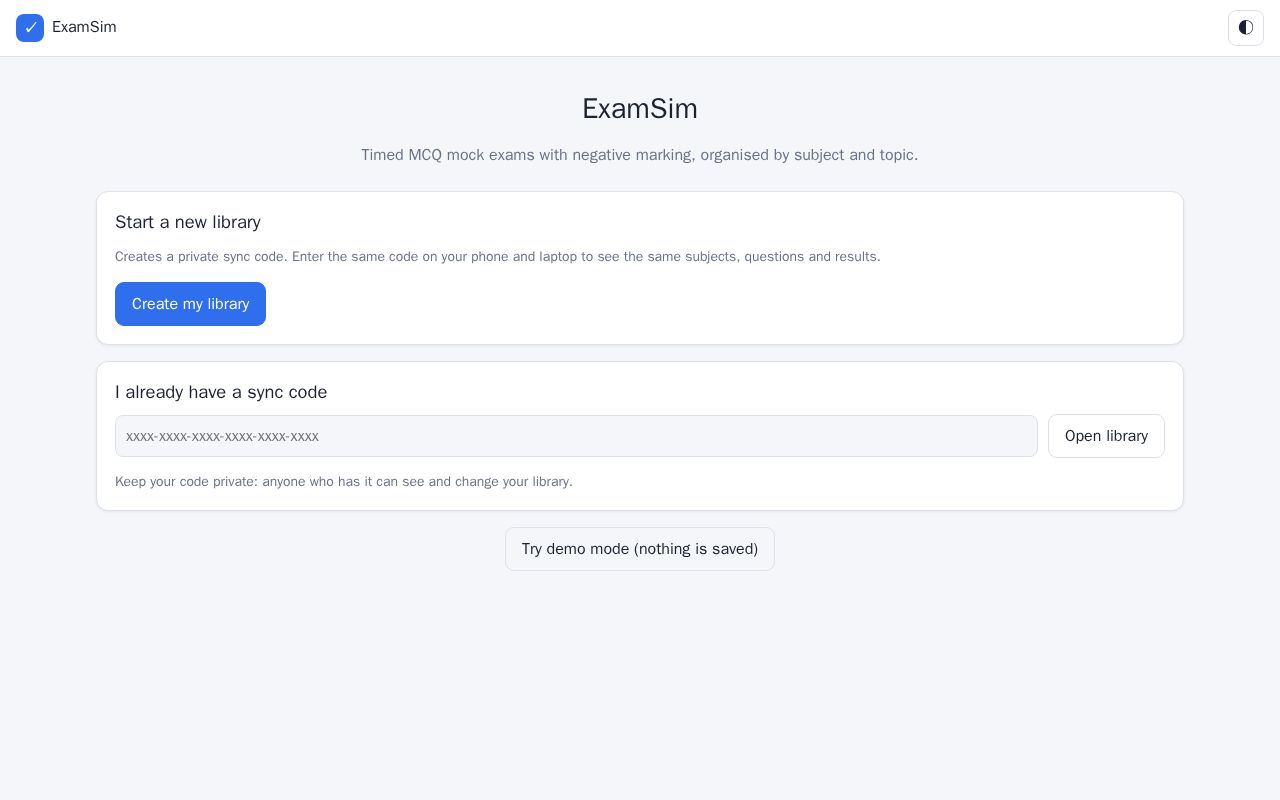 Preview of ExamSim