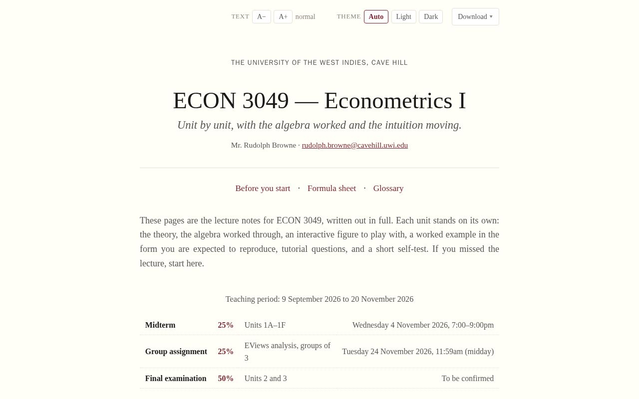 Preview of ECON3049 Course