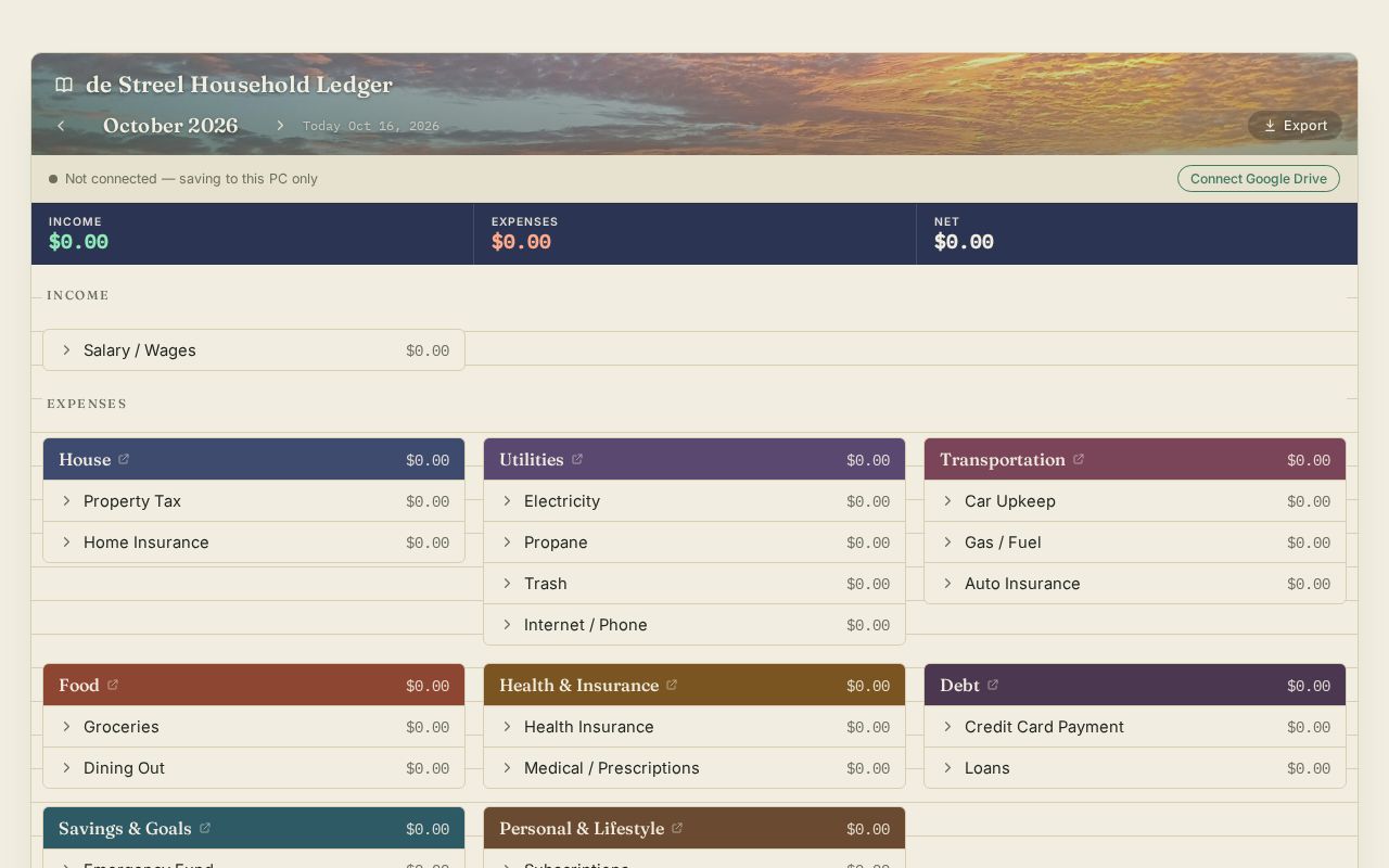 Preview of Household Ledger Web
