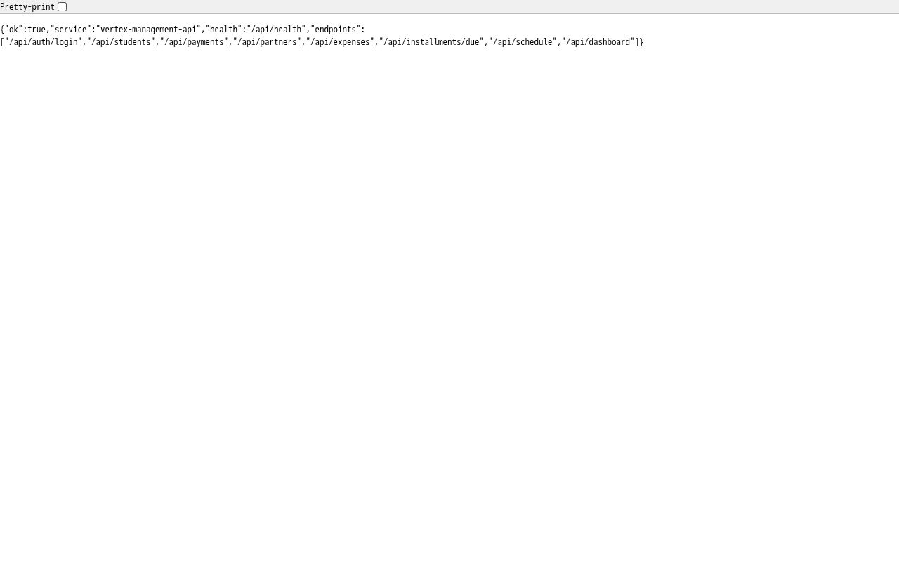 Preview of Vertex Management Backend