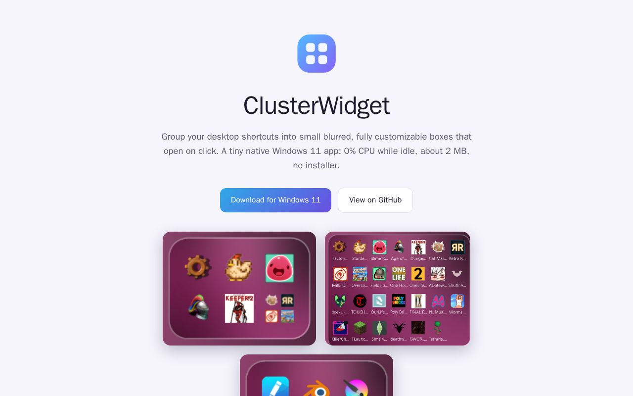 Preview of ClusterWidget