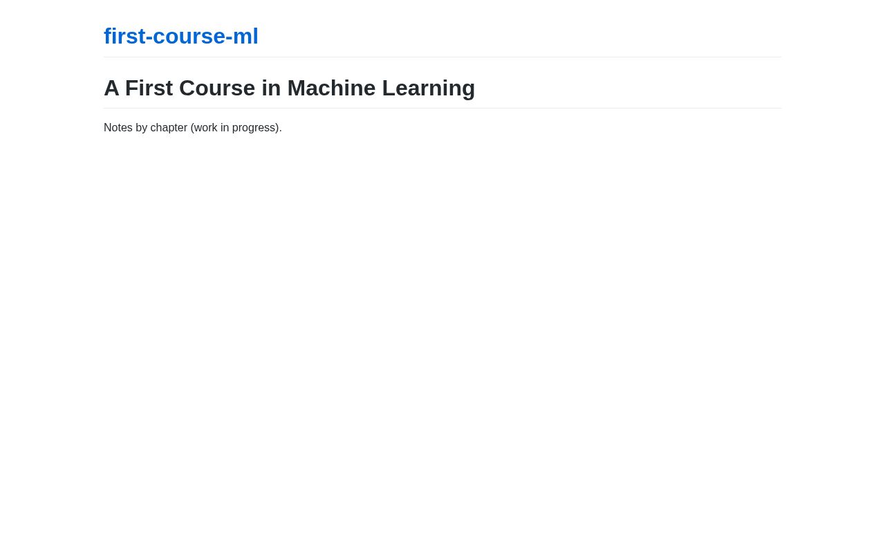 Preview of A First Course in Machine Learning