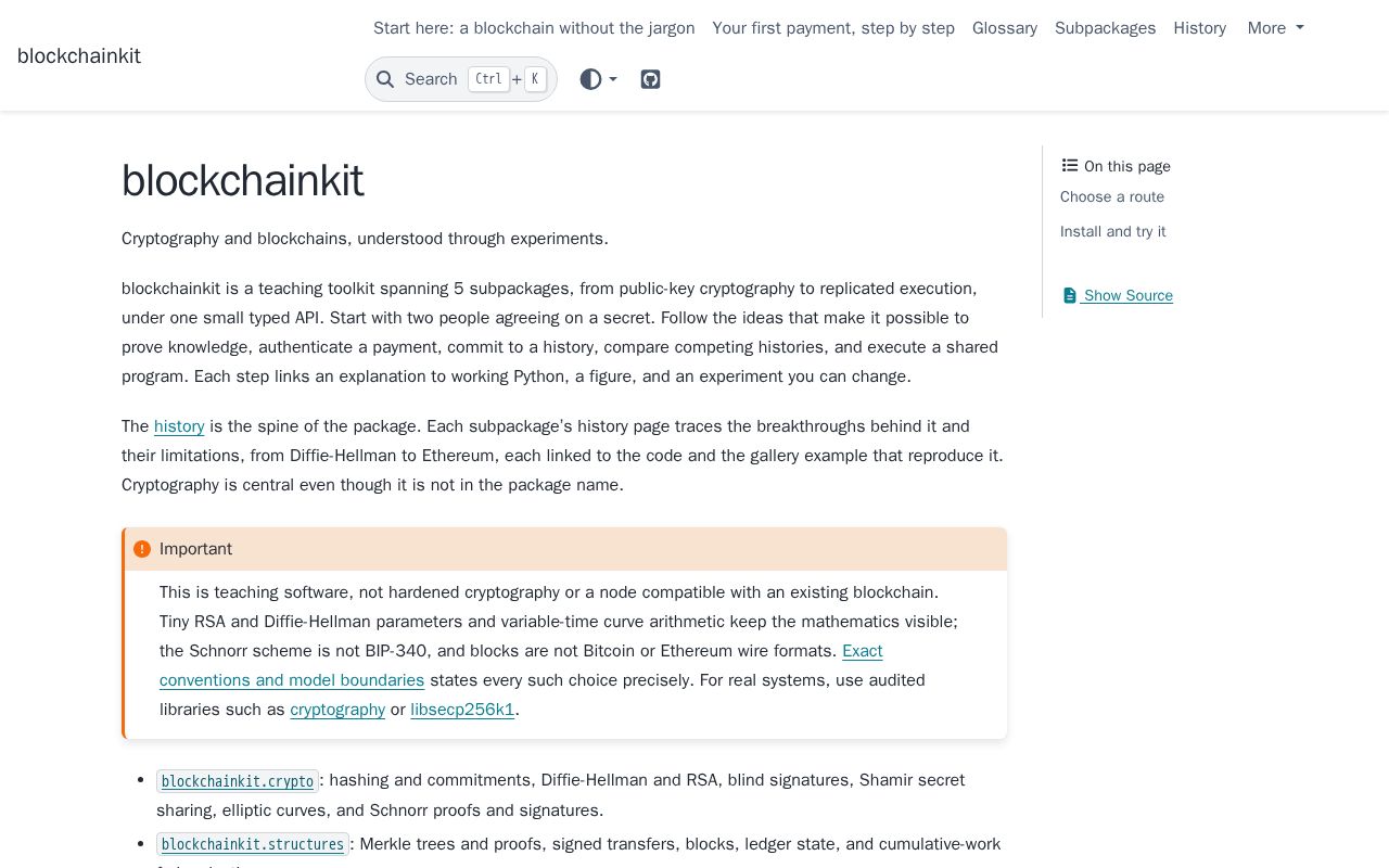 Preview of Blockchainkit