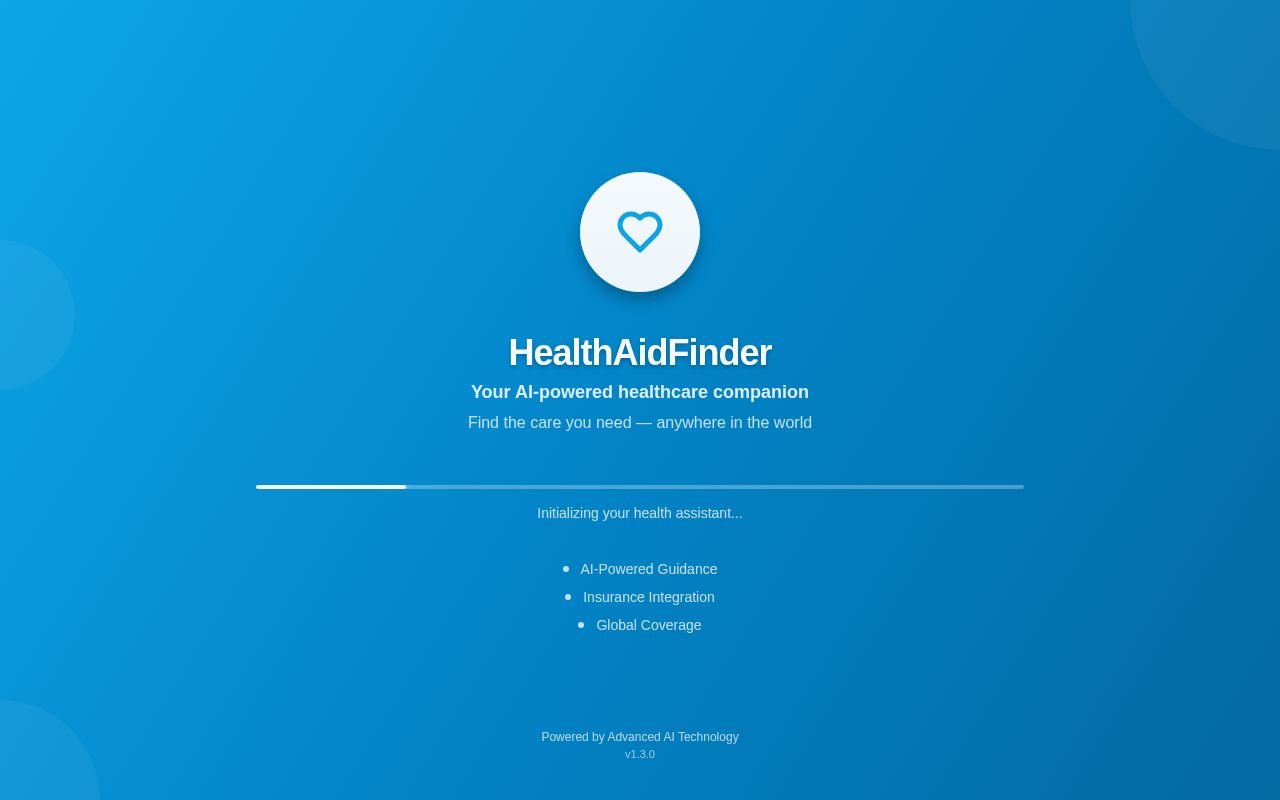 Preview of HealthAidFinder: Your smart travel AI health assistant.