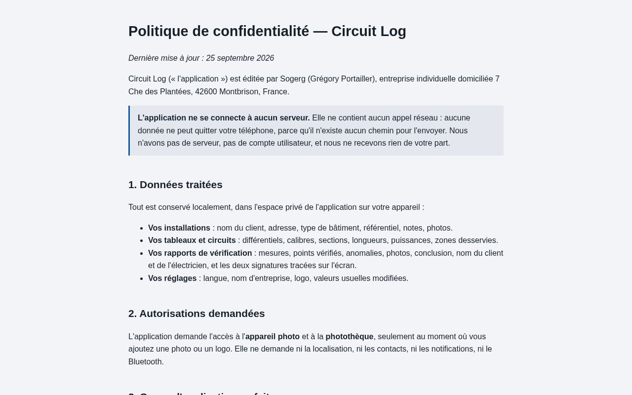 Preview of Circuit Log Legal