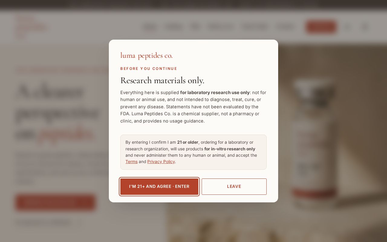 Preview of Luma Peptides Co. storefront (school project)
