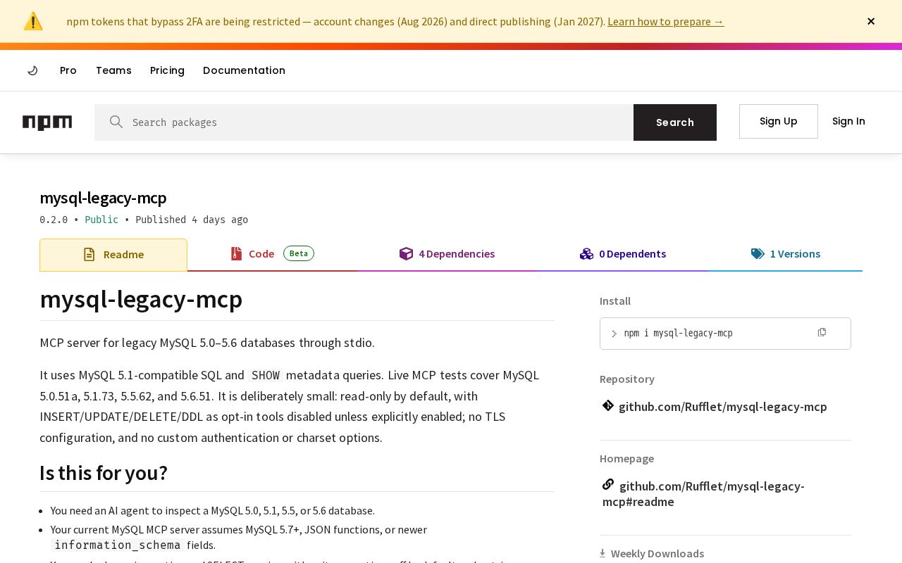 Preview of Mysql Legacy Mcp
