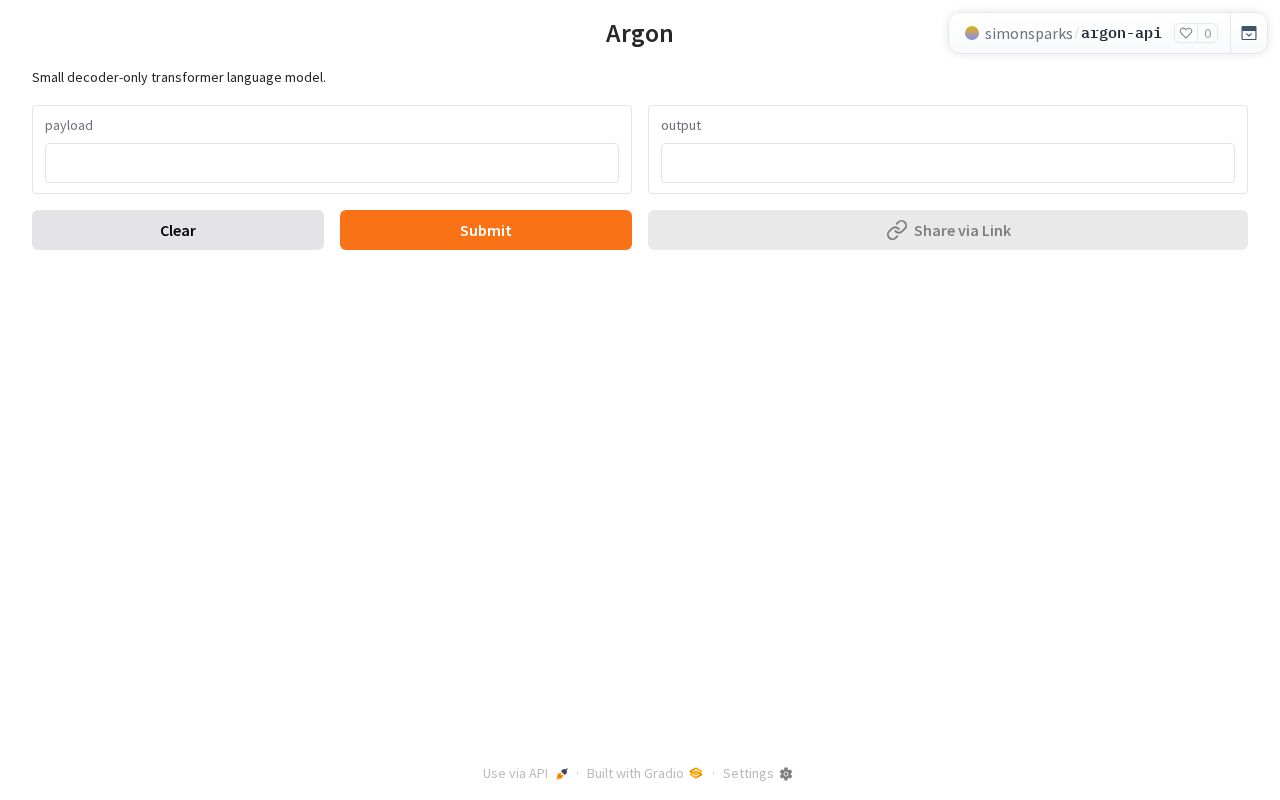 Preview of Argon Api