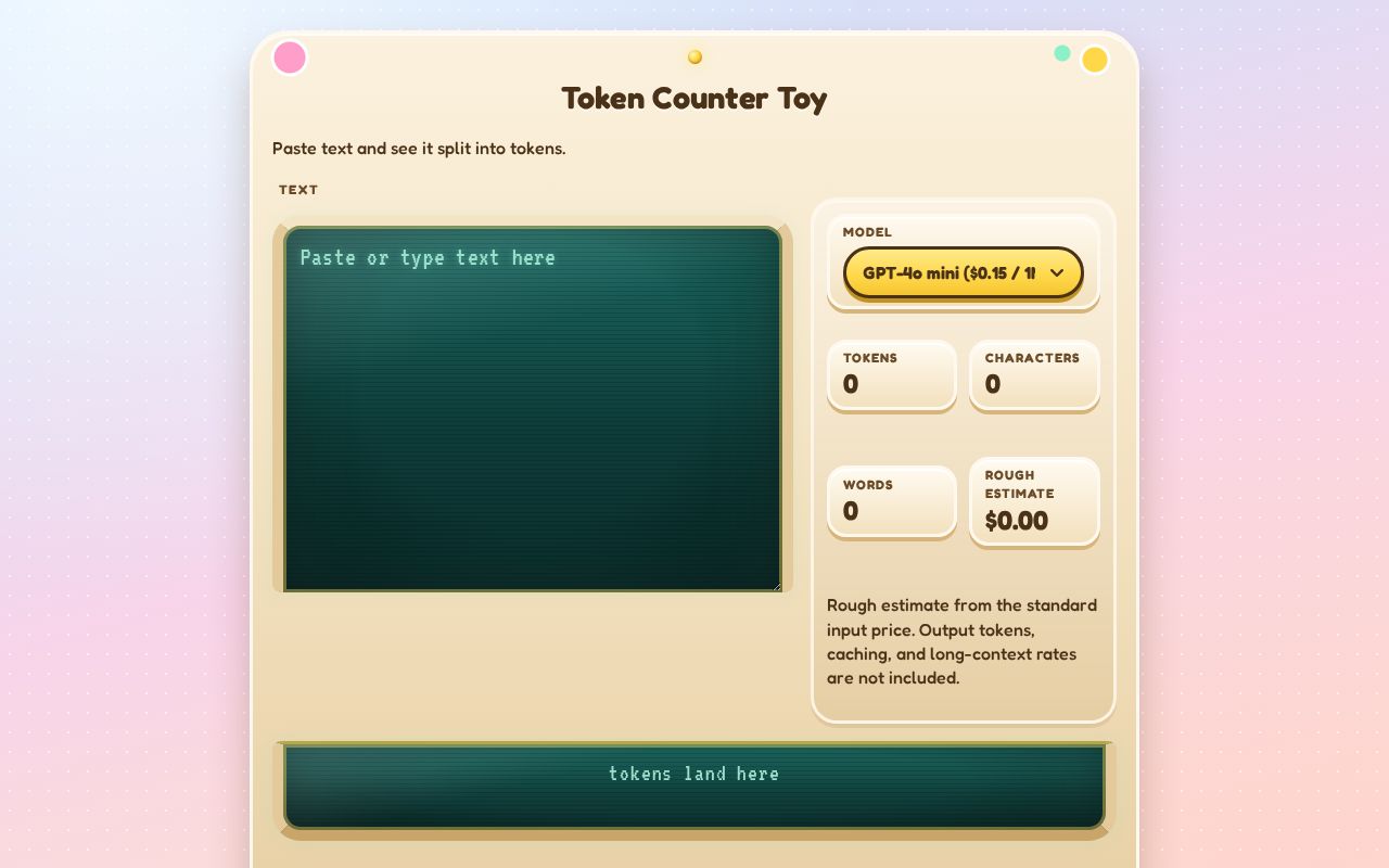 Preview of Token Counter Toy
