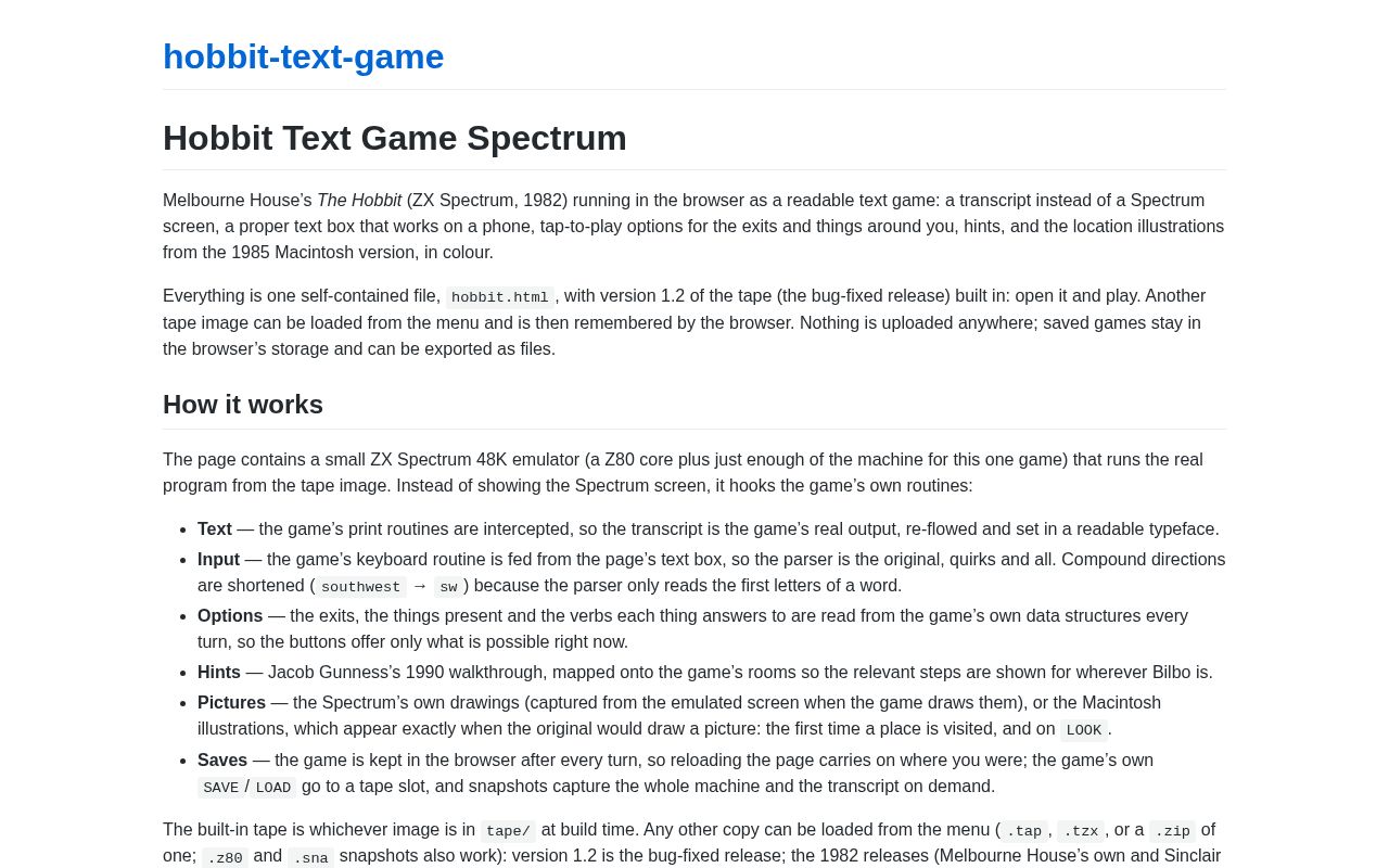 Preview of Hobbit Text Game