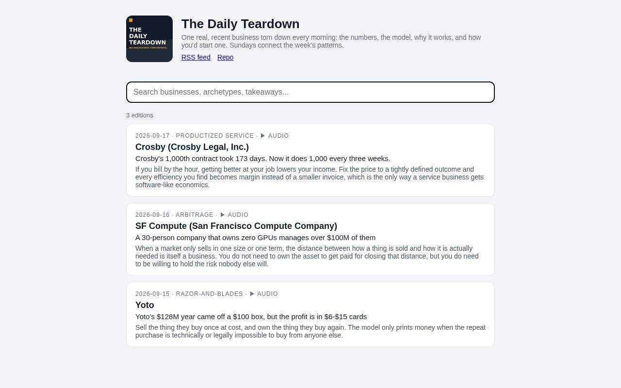 Preview of Daily Teardown
