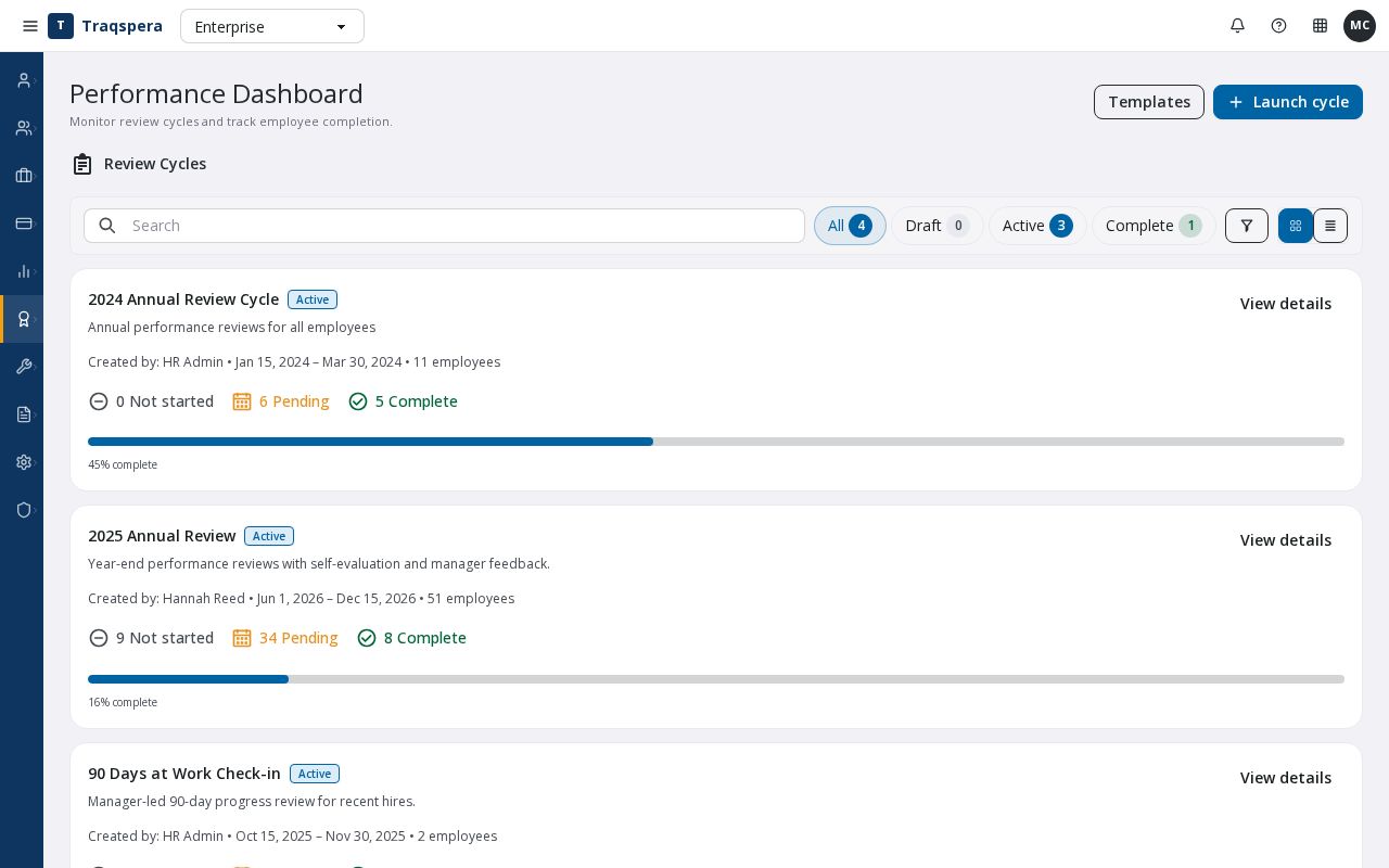 Preview of Interactive Modus Web Components prototype for Traqspera performance reviews