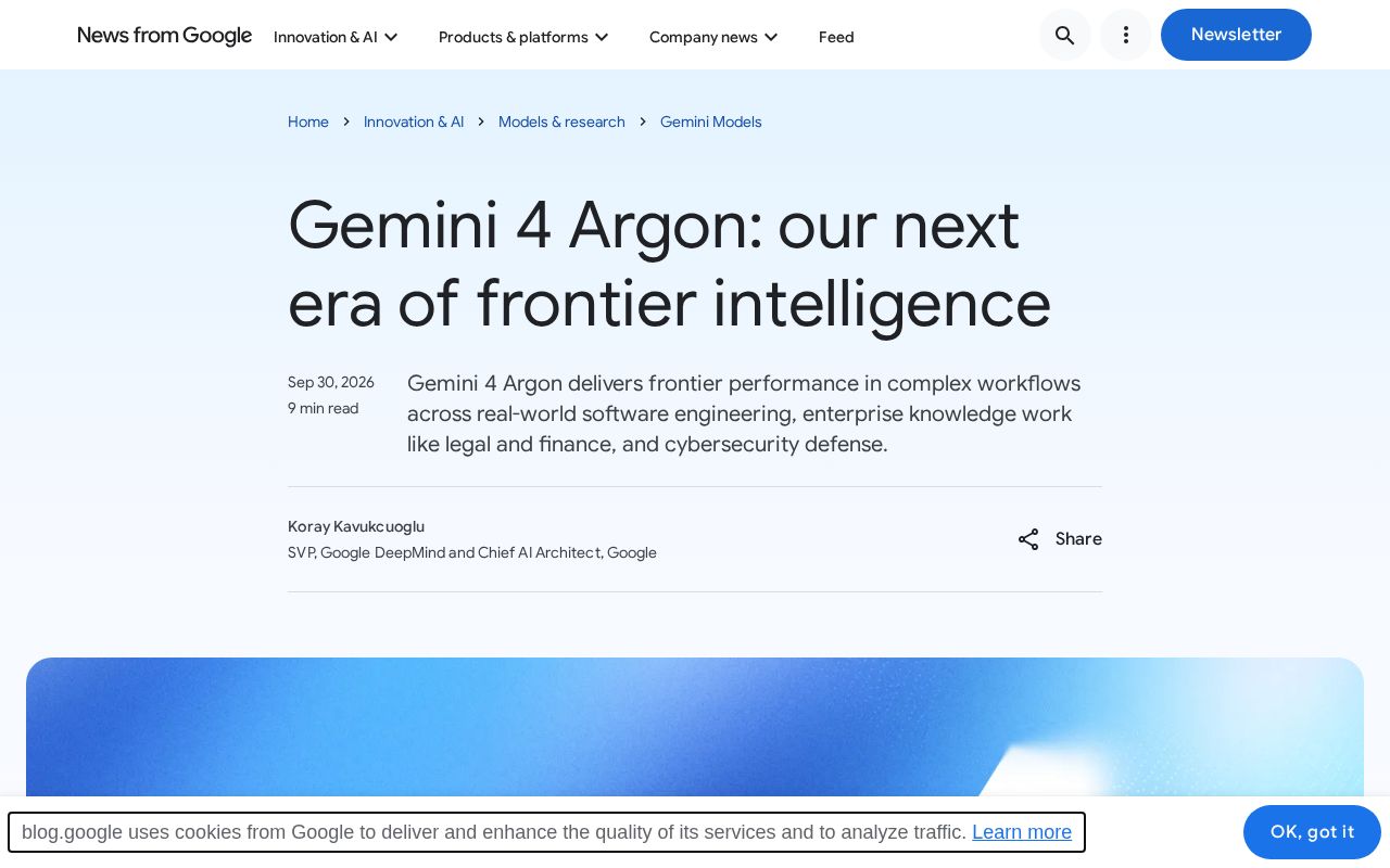 Preview of Gemini 4 Argon: our next era of frontier intelligence
