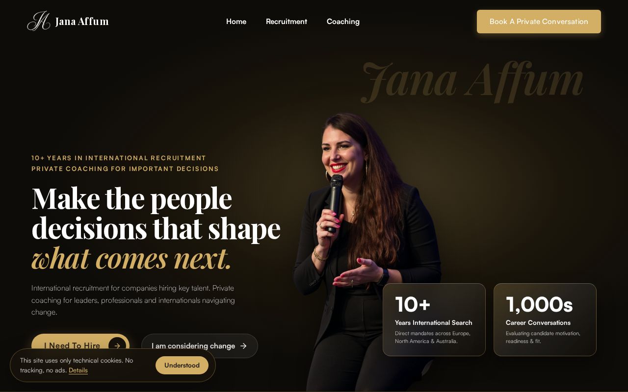 Preview of Jana Affum Website V2 Dark