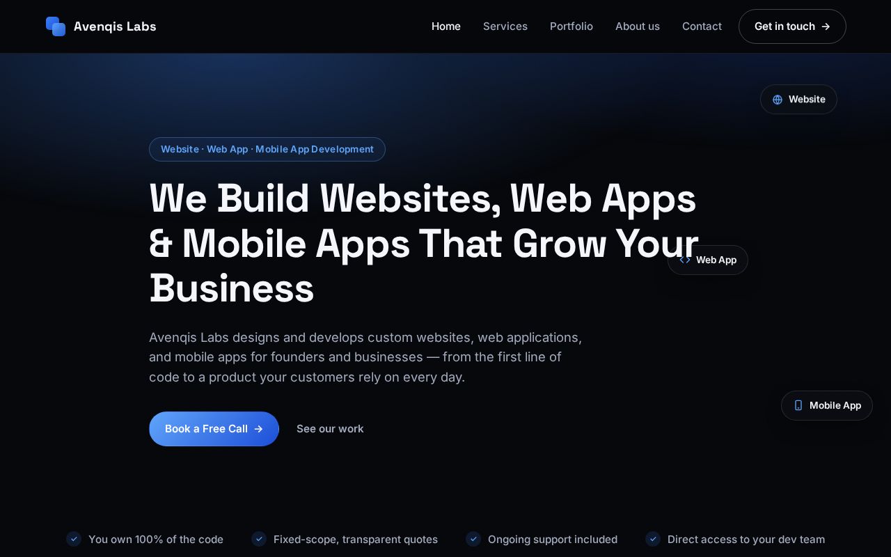 Preview of Avenqis Labs Website