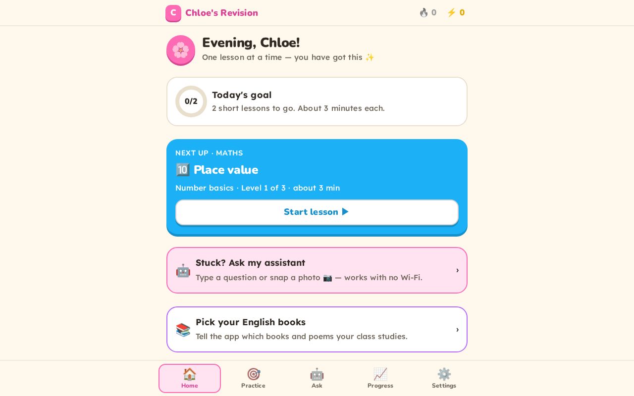 Preview of Chloes Revision App
