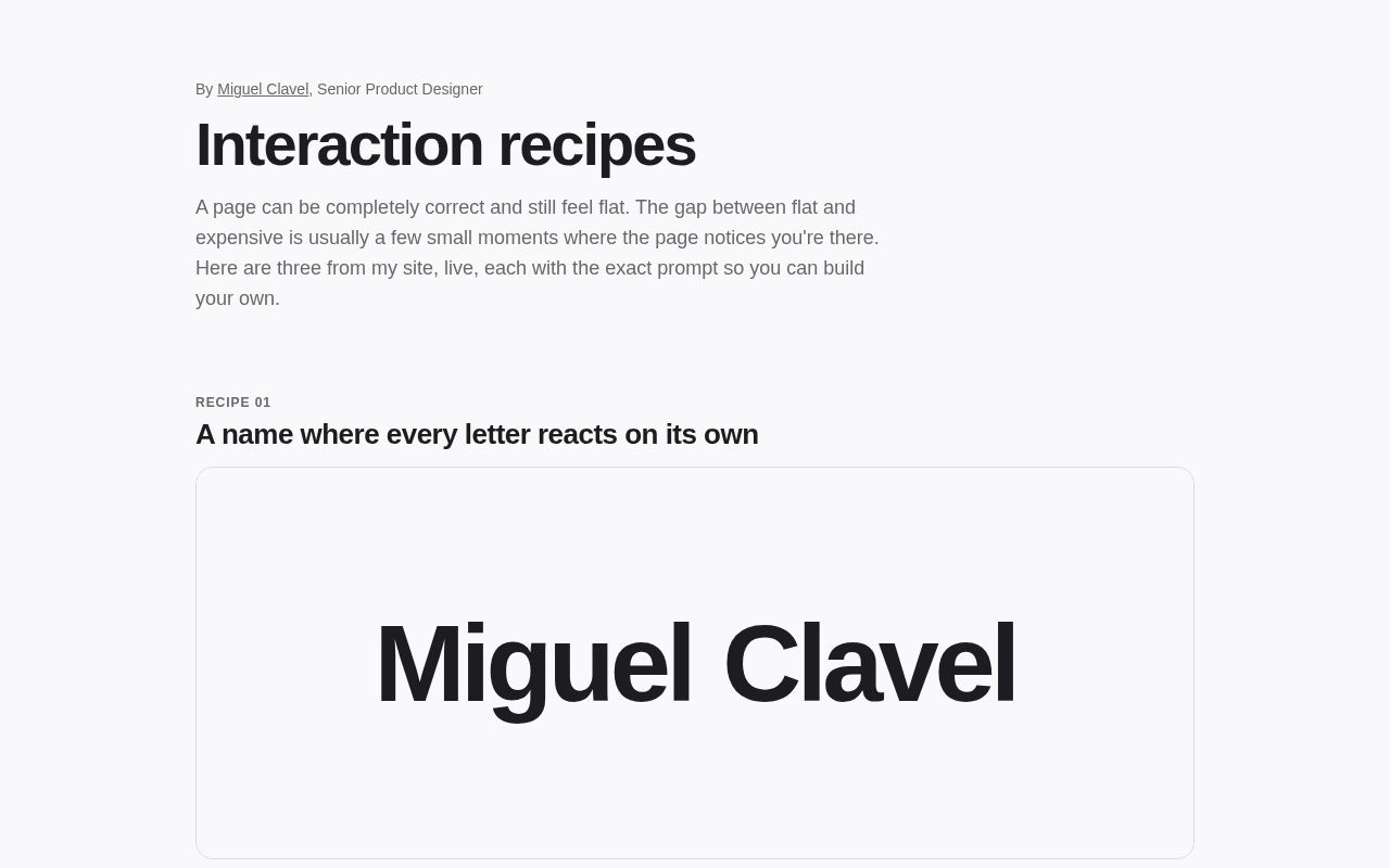 Preview of Interaction Recipes