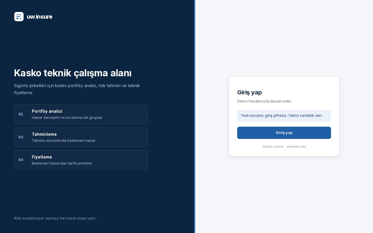 Preview of uw.insure demo