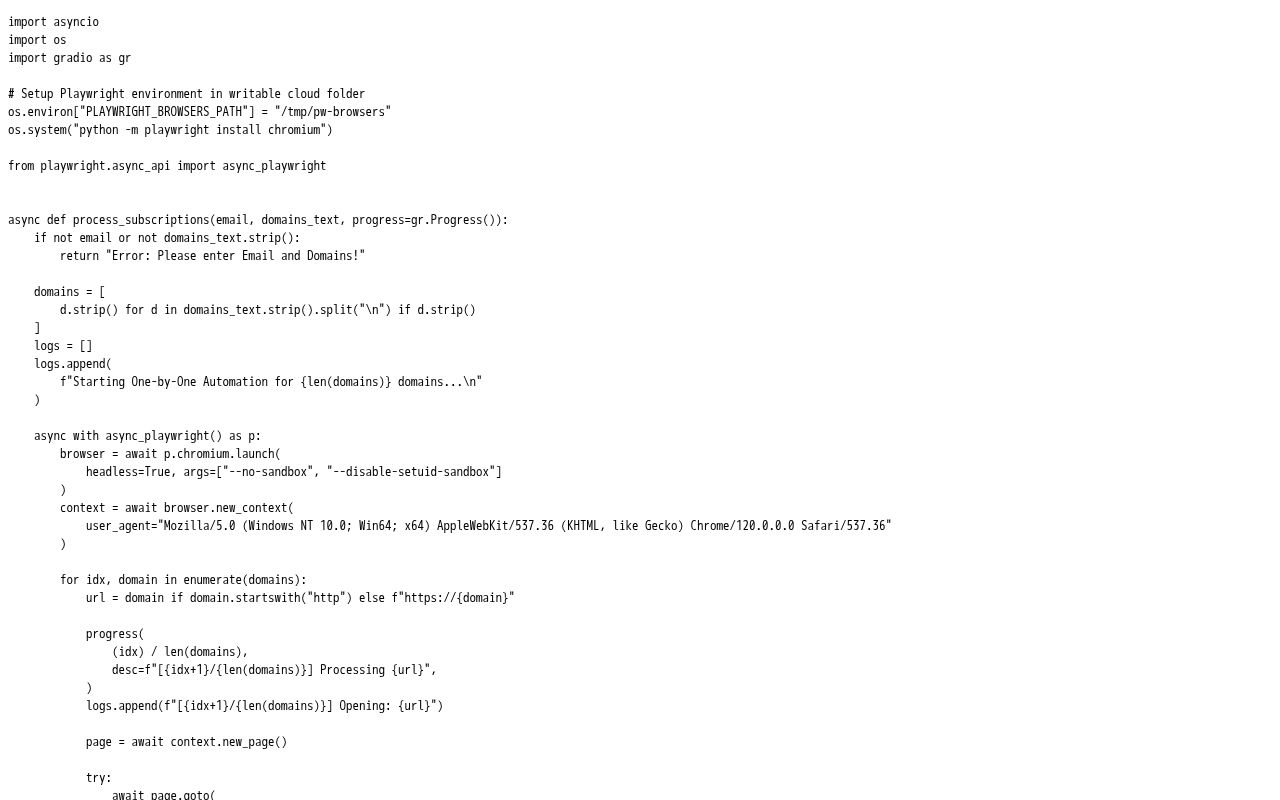 Preview of Email Subscriber Bot