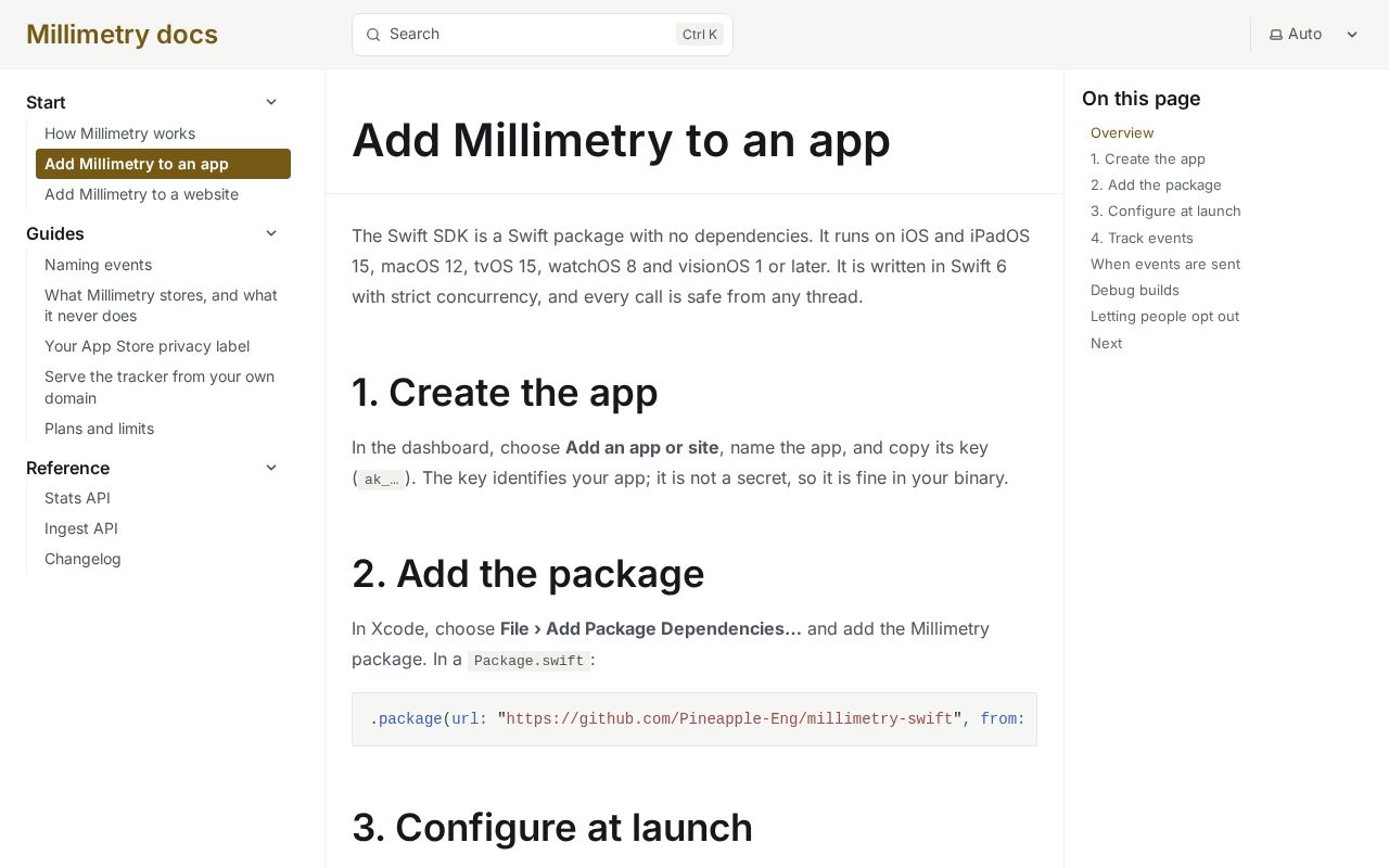 Preview of Add Millimetry to an app