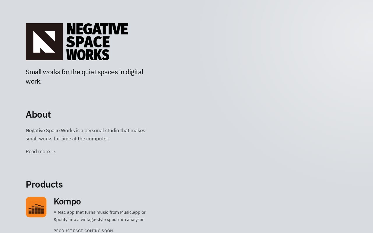 Preview of Studio site for Negative Space Works