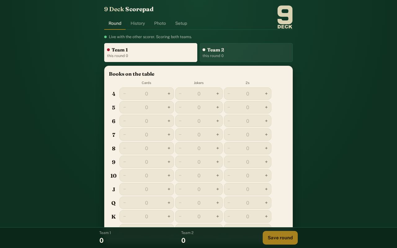 Preview of A scoring app for the game 9 Deck