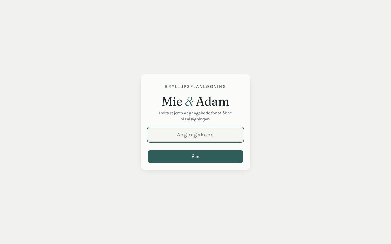 Preview of Mie & Adams bryllupsplanlægning – budget, gæster, bordplan, tidsplan, noter