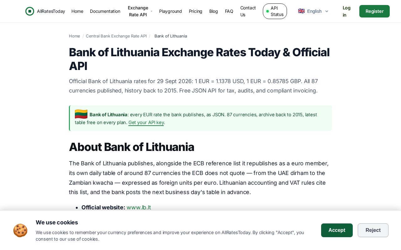 Preview of Bank Of Lithuania Exchange Rate