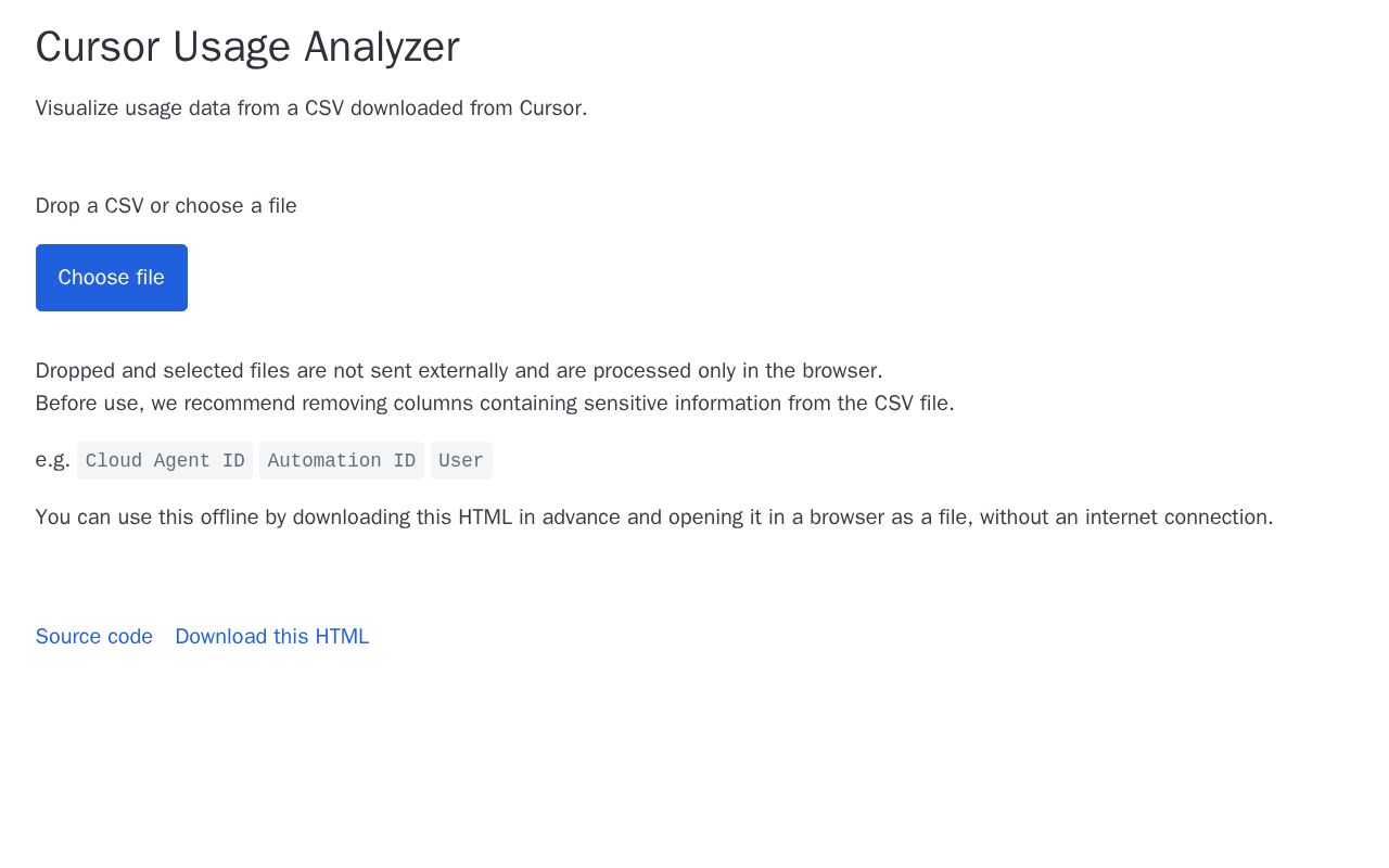 Preview of Cursor Usage Analyzer