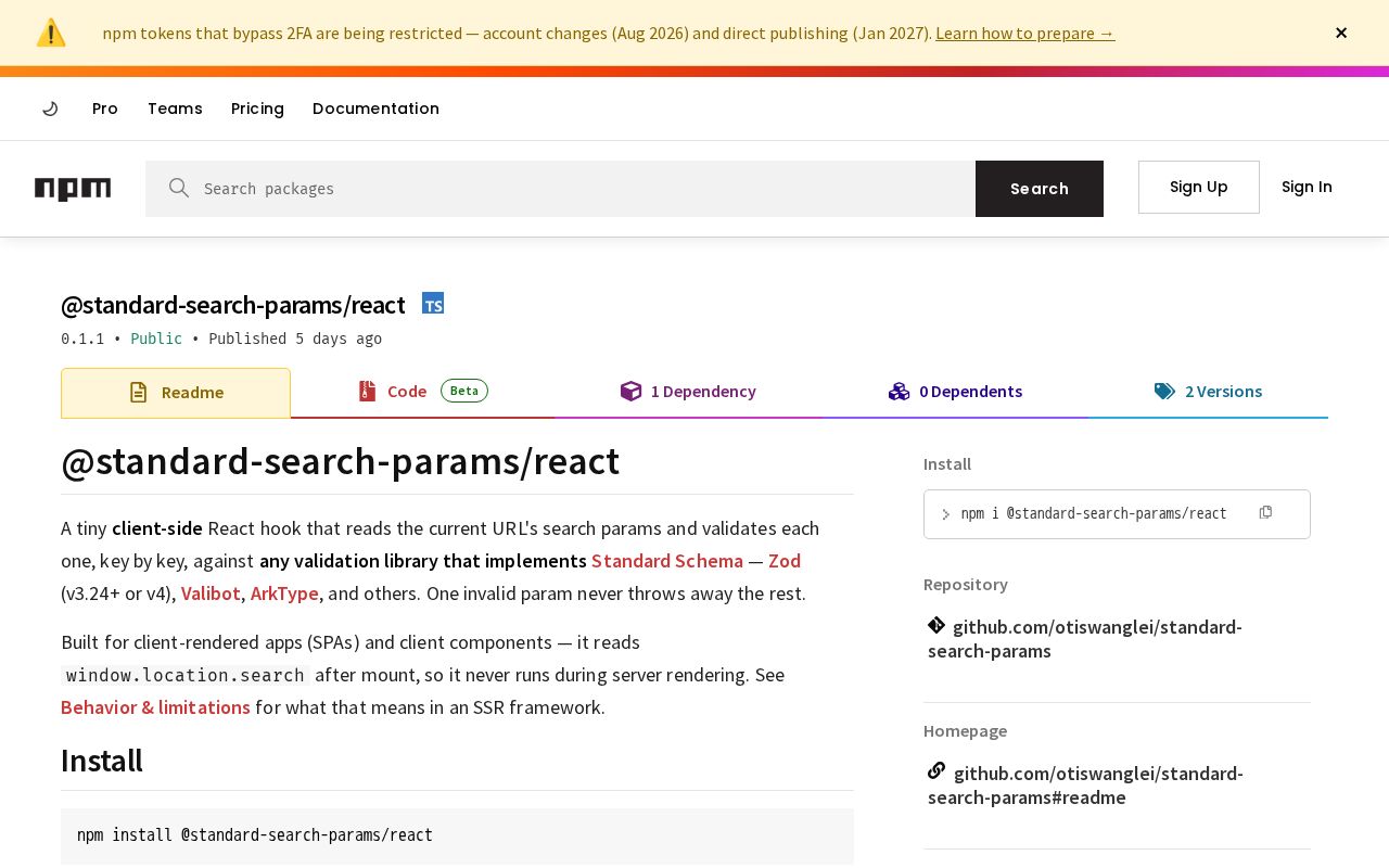 Preview of Standard Search Params