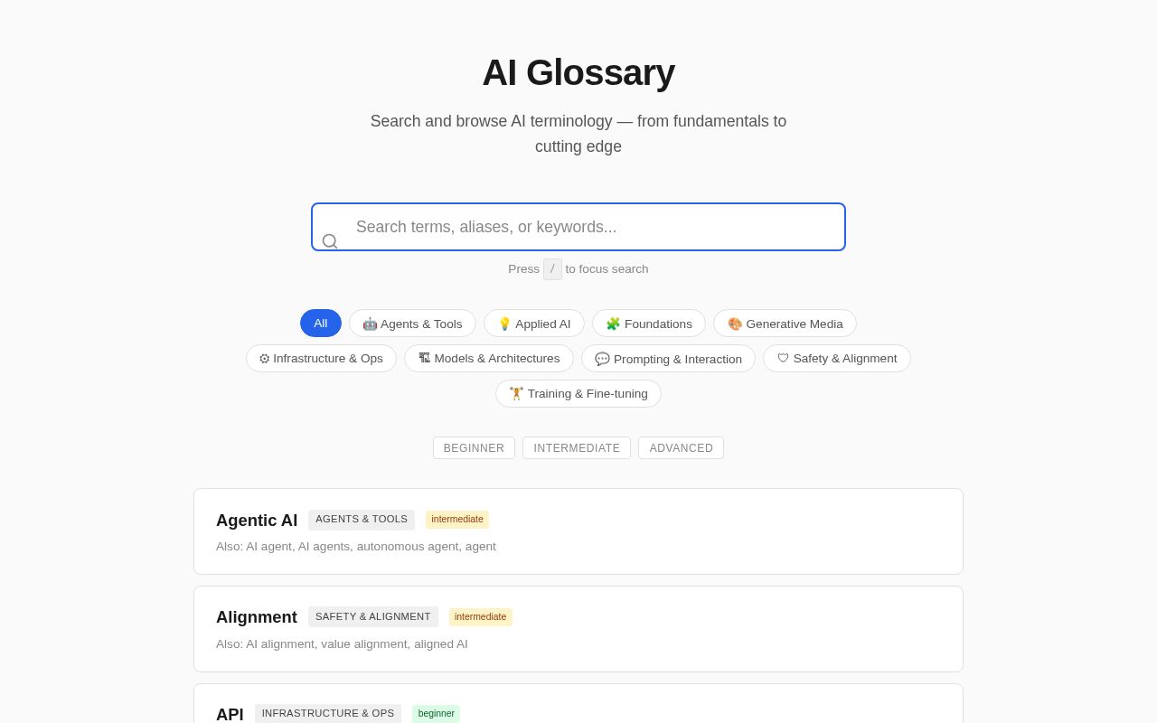 Preview of AI Glossary