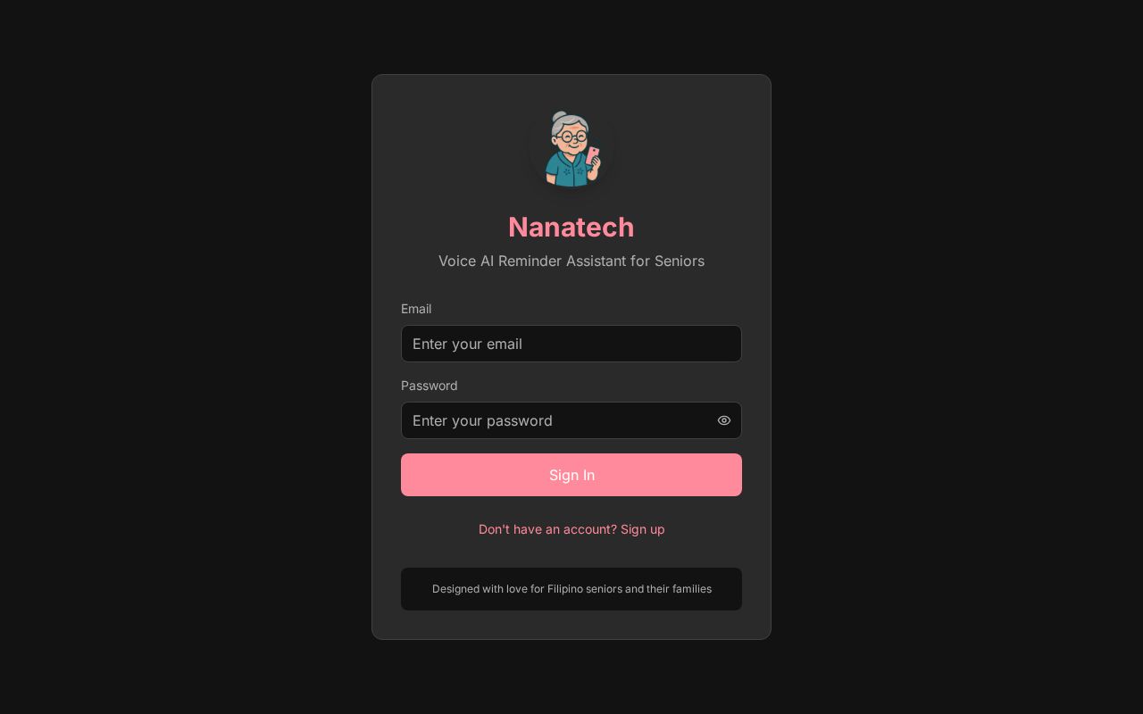 Preview of Nanatech - Ai Voice Reminder App for the Elderly