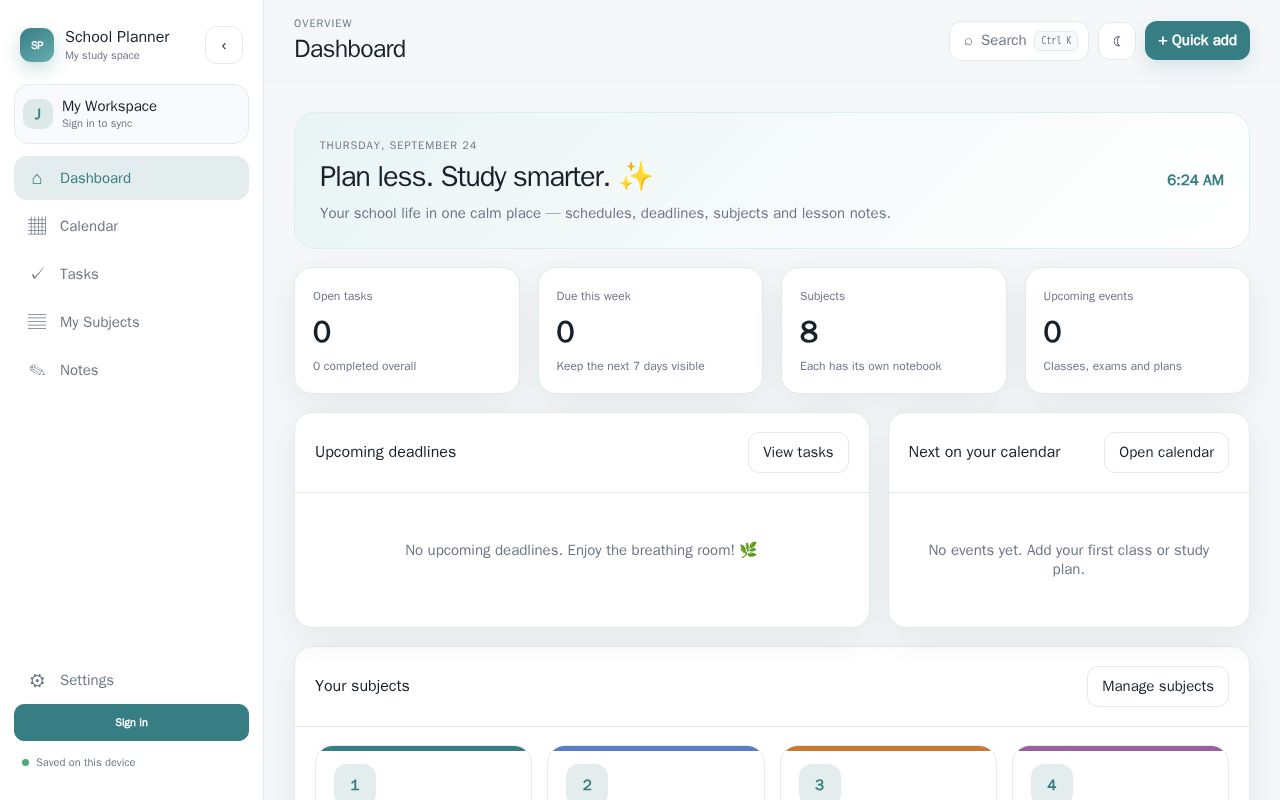 Preview of School Planner