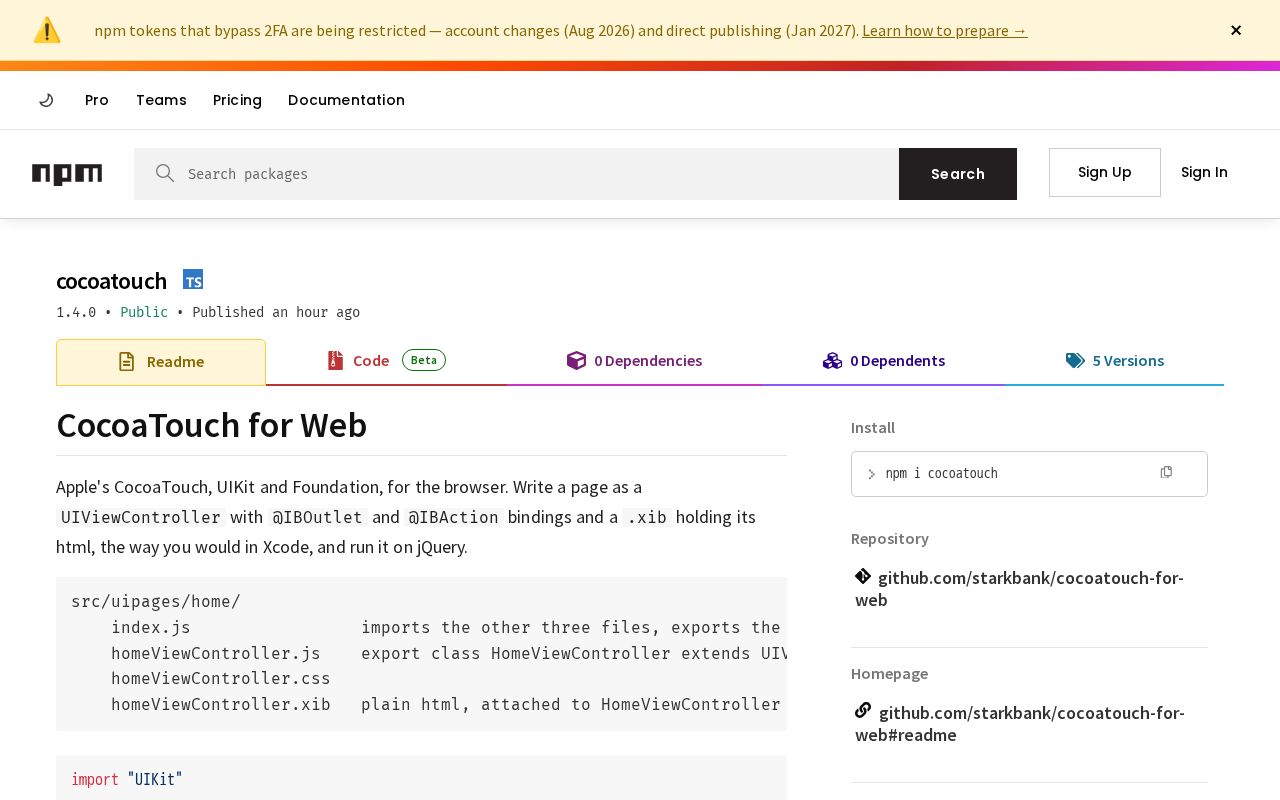 Preview of Cocoatouch For Web