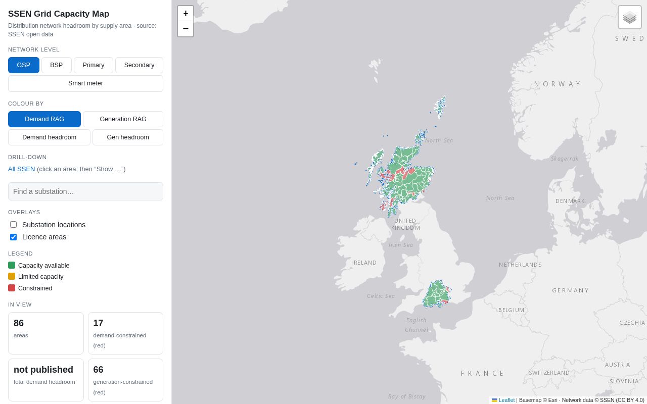 Preview of SSEN Grid Capacity Map