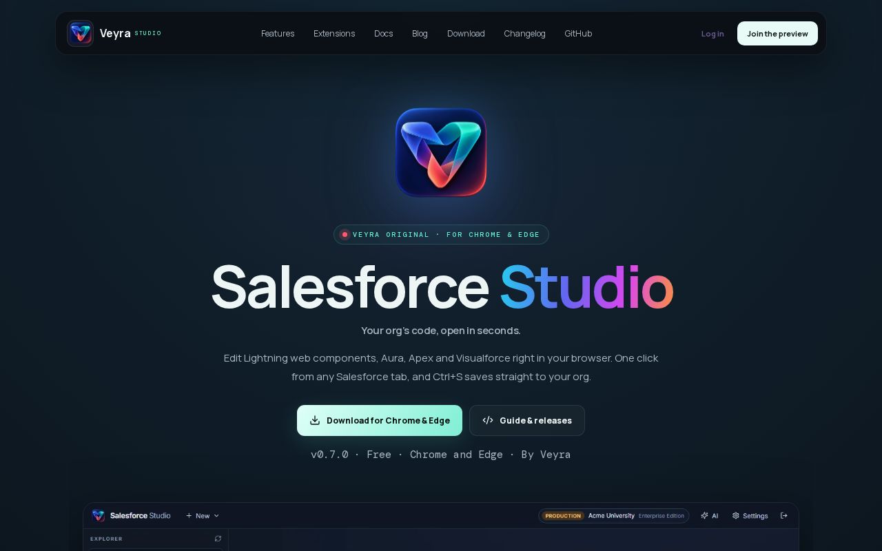 Preview of Salesforce Studio Releases