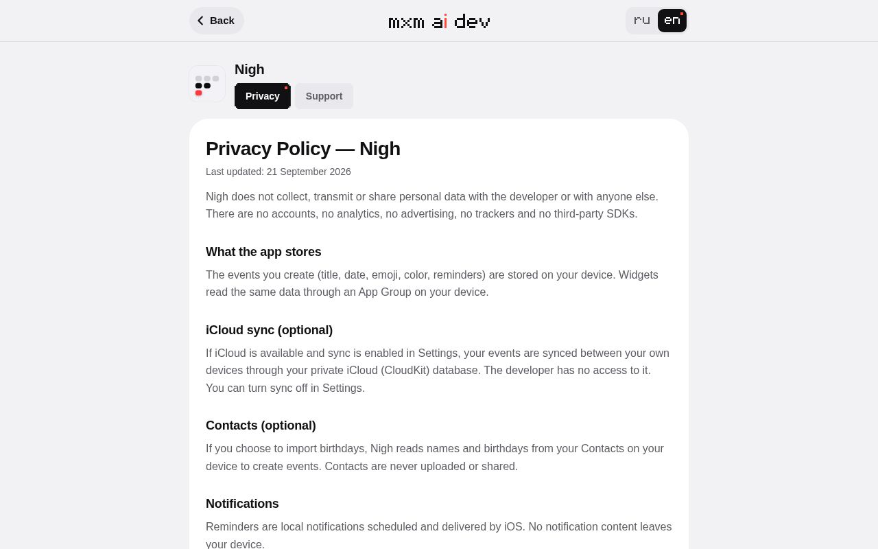 Preview of Nigh Privacy
