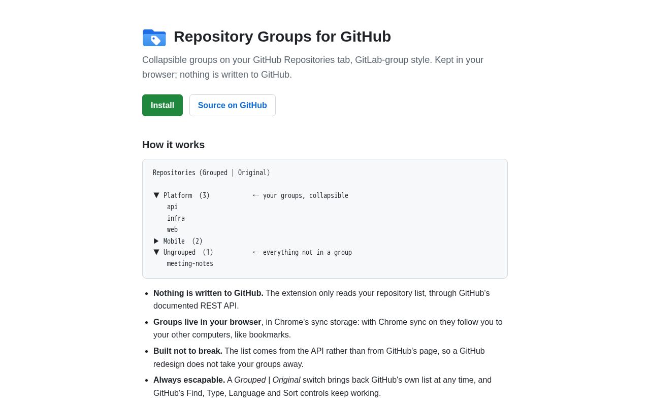 Preview of Github Repository Groups